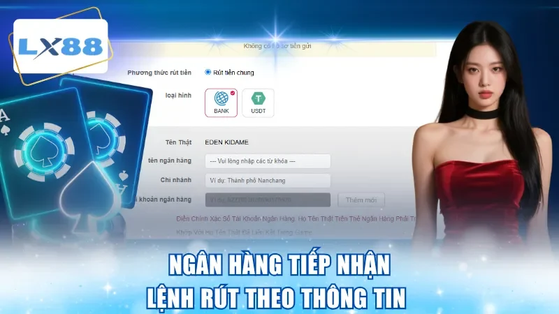 Ngân hàng tiếp nhận lệnh rút theo thông tin